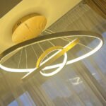 Candelabru LED 150W Minimalist Gold 3 Slim, LED inclus, 3 surse de iluminare, Telecomanda, Dimabil, Lumina: Cald, Natural, Rece photo review