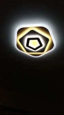 Plafoniera LED 124W Hexagonal, LED inclus, 4 surse de iluminare, Telecomanda, Dimabil, Lumina: Cald, Natural, Rece photo review