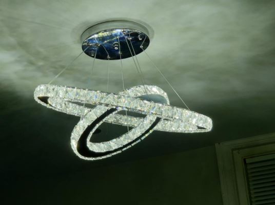 Candelabru LED 128W Creative Crystals, LED inclus, 2 surse de iluminare, Telecomanda, Dimabil, Lumina: Cald, Natural, Rece photo review