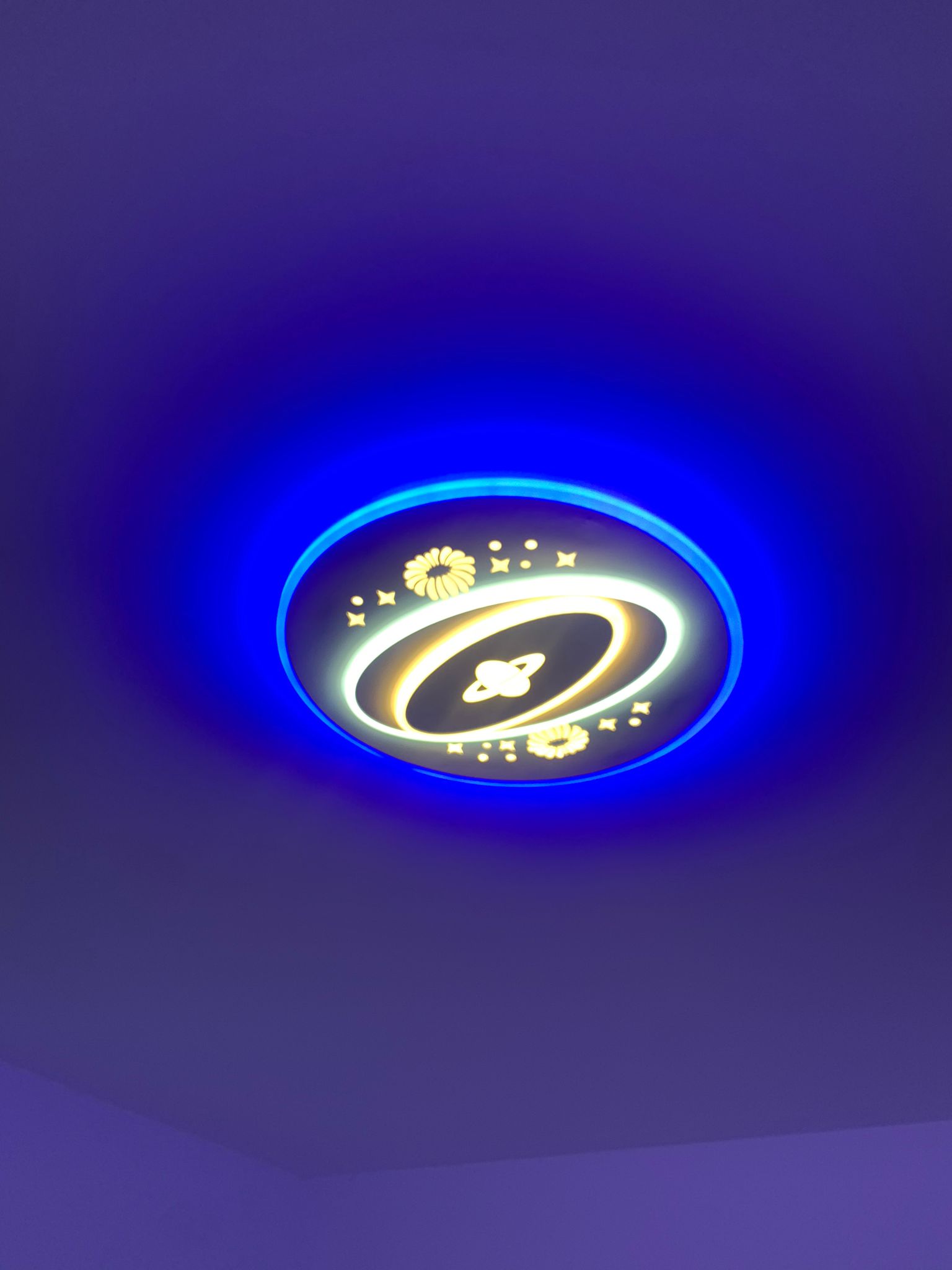 Plafoniera LED 140W Creative Saturn, LED inclus, 2 surse de iluminare, Telecomanda, Dimabil, Lumina: Cald, Natural, Rece photo review