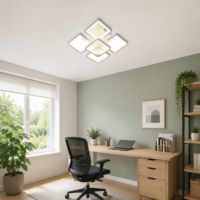 Lustra LED 110W Ceiling 5 Patrate Mini White, Telecomanda