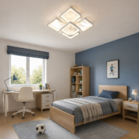 Lustra LED 110W Ceiling 5 Patrate Mini White, Telecomanda