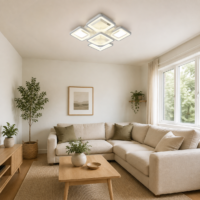 Lustra LED 110W Ceiling 5 Patrate Mini White, Telecomanda