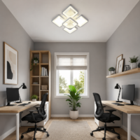 Lustra LED 110W Ceiling 5 Patrate Mini White, Telecomanda