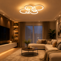 Lustra LED 160W Rings 6 Cercuri, Telecomanda
