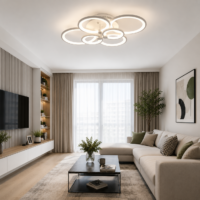 Lustra LED 160W Rings 6 Cercuri, Telecomanda