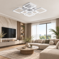 Lustra LED 176W Ceiling 8 Patrate Alb, Telecomanda
