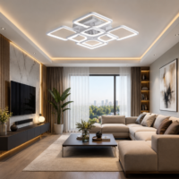 Lustra LED 176W Ceiling 8 Patrate Alb, Telecomanda
