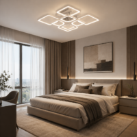 Lustra LED 176W Ceiling 8 Patrate Alb, Telecomanda