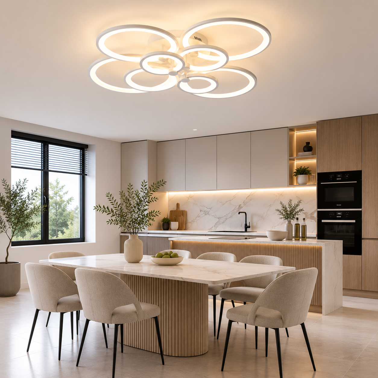 Lustra LED 232W Rings 8 Cercuri, Telecomanda Lustra LED 232W Rings 8 Cercuri, Telecomanda