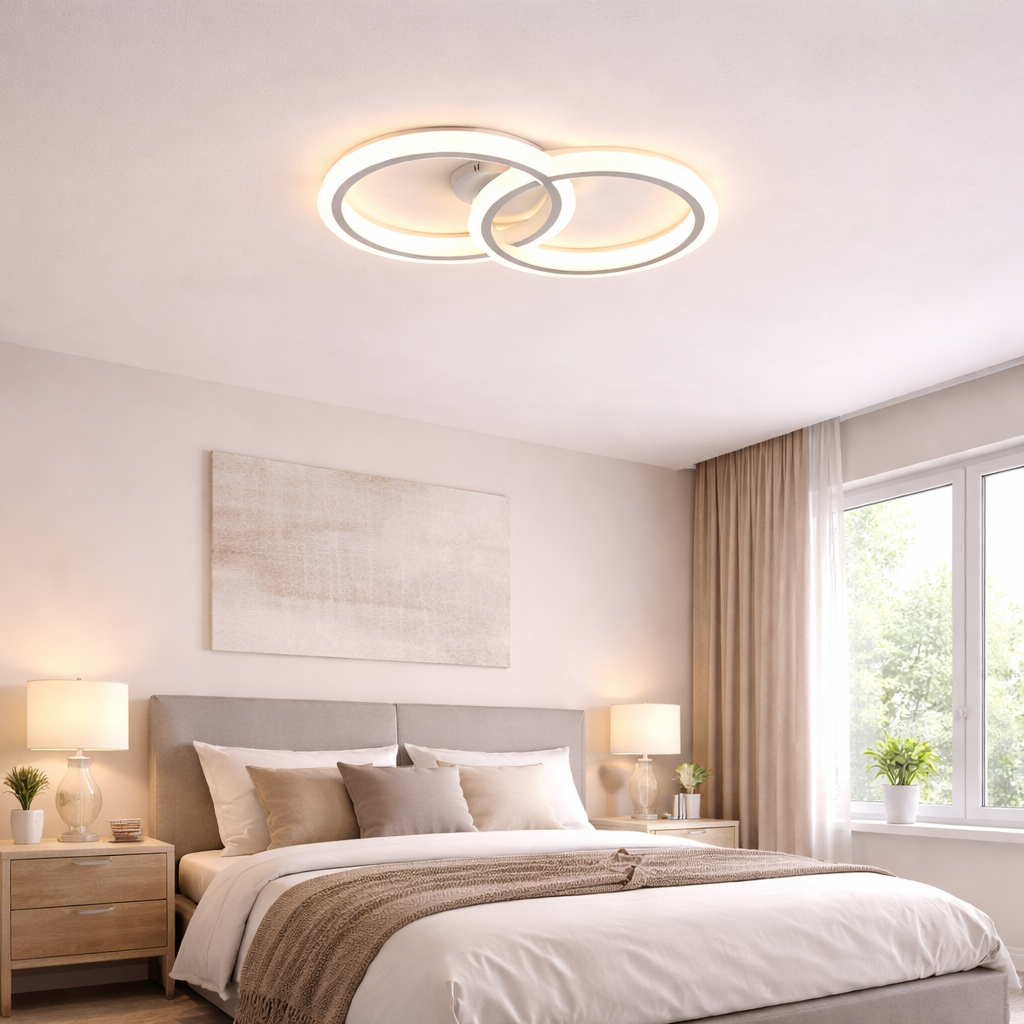 Lustra LED 44W cu Telecomanda Rings 2 Cercuri, Telecomanda Lustra LED 44W cu Telecomanda Rings 2 Cercuri, Telecomanda