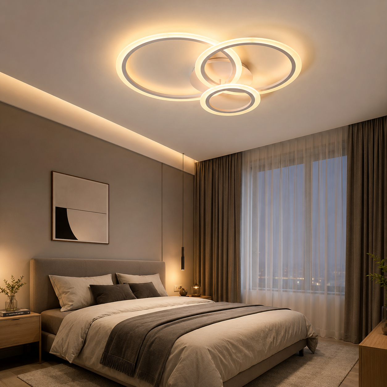Lustra LED 66W Rings 3 Cercuri, Telecomanda Lustra LED 66W Rings 3 Cercuri, Telecomanda