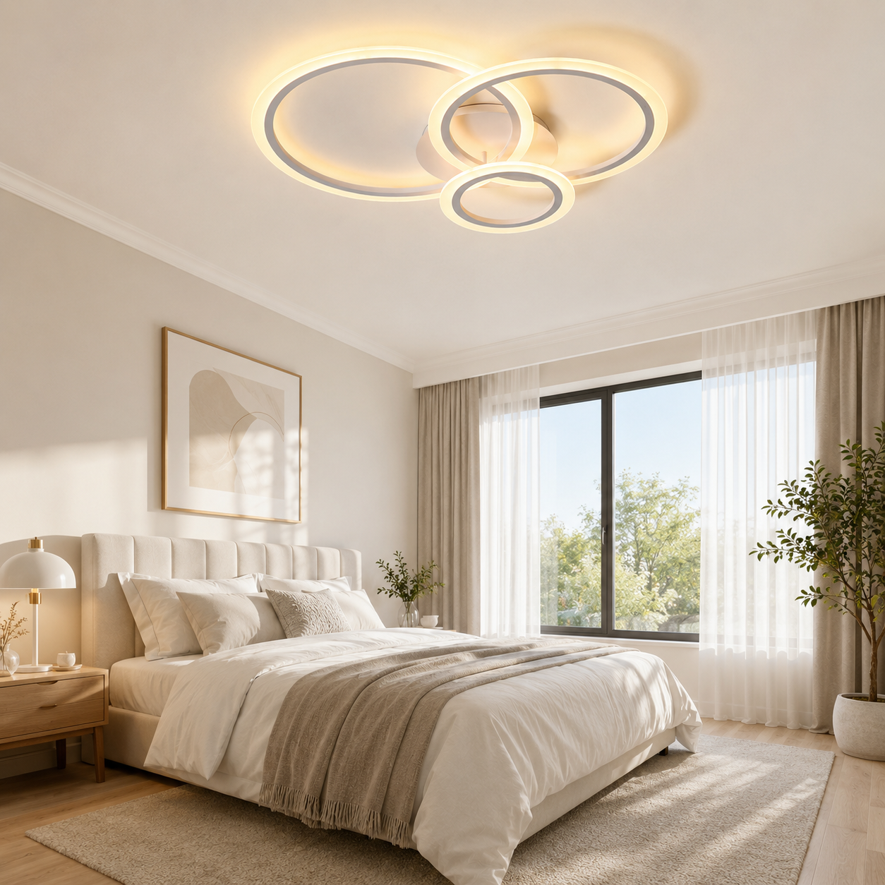 Lustra LED 66W Rings 3 Cercuri, Telecomanda Lustra LED 66W Rings 3 Cercuri, Telecomanda