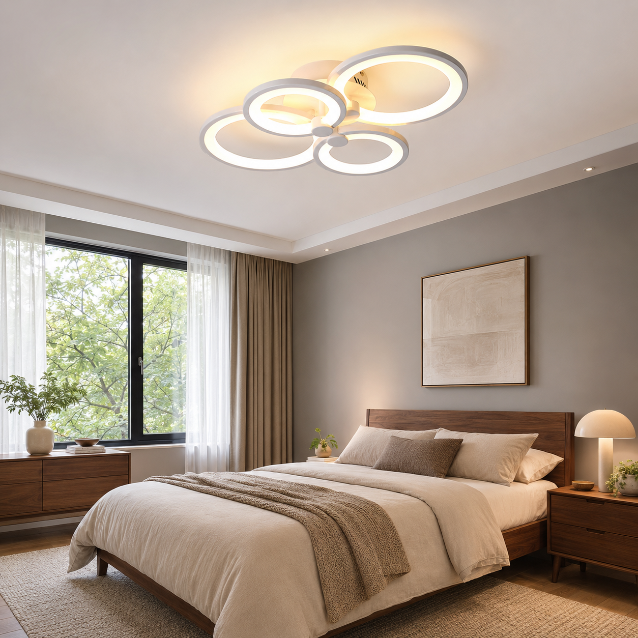 Lustra LED 80W Rings 4 Cercuri, Telecomanda Lustra LED 80W Rings 4 Cercuri, Telecomanda