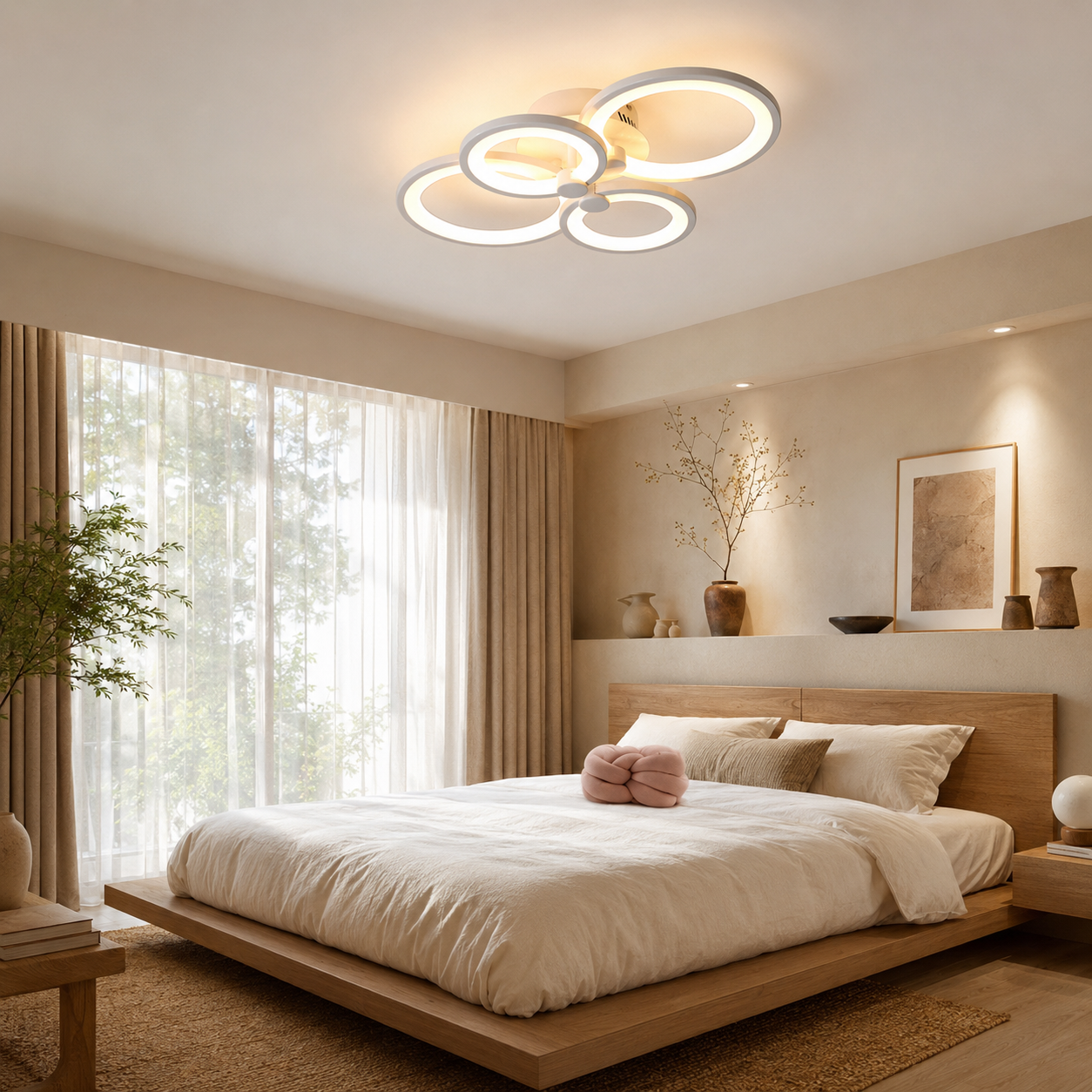 Lustra LED 80W Rings 4 Cercuri, Telecomanda Lustra LED 80W Rings 4 Cercuri, Telecomanda