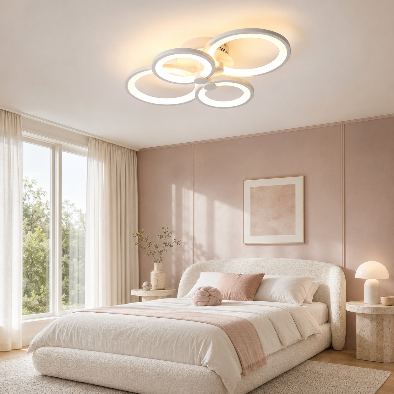 Lustra LED 80W Rings 4 Cercuri, Telecomanda Lustra LED 80W Rings 4 Cercuri, Telecomanda