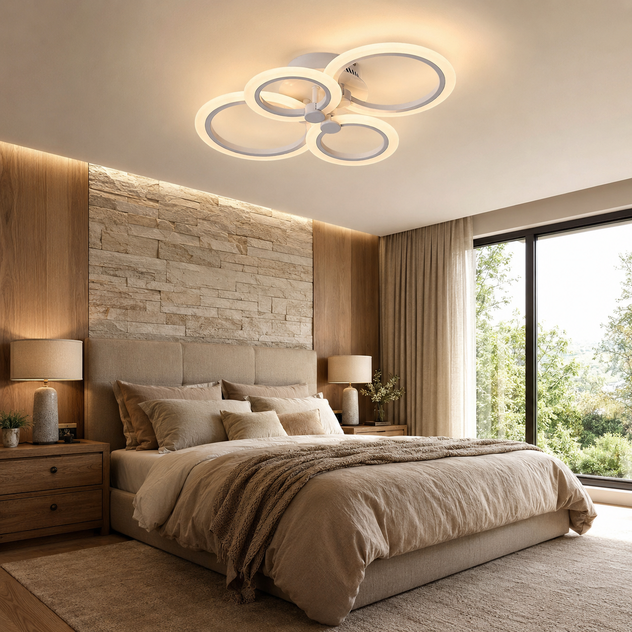 Lustra LED 80W Rings 4 Cercuri, Telecomanda Lustra LED 80W Rings 4 Cercuri, Telecomanda