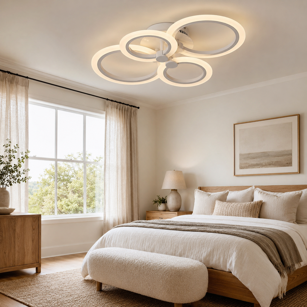 Lustra LED 80W Rings 4 Cercuri, Telecomanda Lustra LED 80W Rings 4 Cercuri, Telecomanda