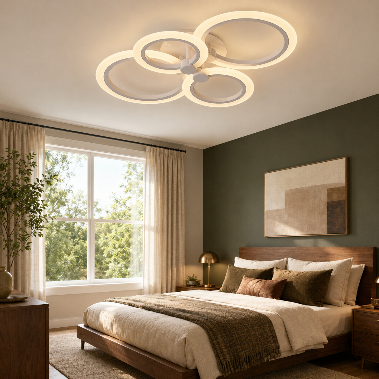 Lustra LED 80W Rings 4 Cercuri, Telecomanda Lustra LED 80W Rings 4 Cercuri, Telecomanda
