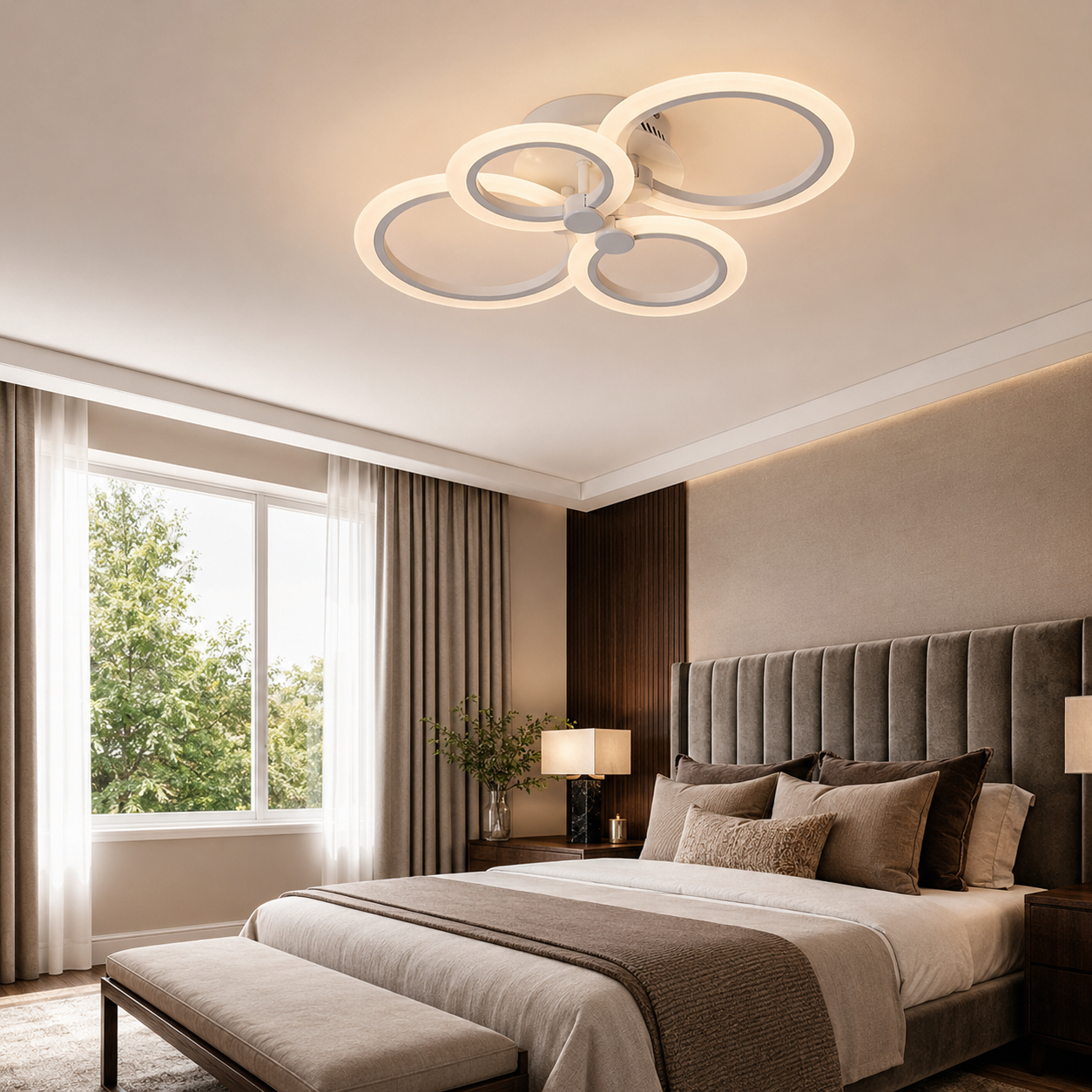 Lustra LED 80W Rings 4 Cercuri, Telecomanda Lustra LED 80W Rings 4 Cercuri, Telecomanda