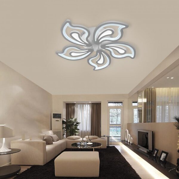 Lustra LED 210W Creative White Flower, Telecomanda
