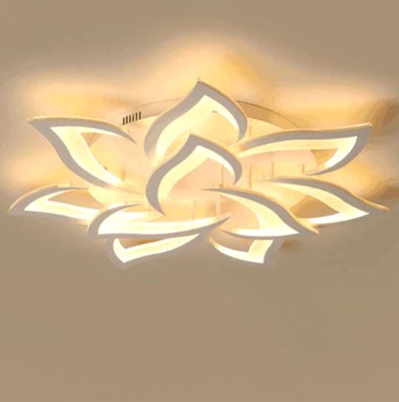 Lustra LED 162W Sun Flower, LED inclus, 9 surse de iluminare, Telecomanda, Dimabil, Lumina: Cald, Natural, Rece photo review