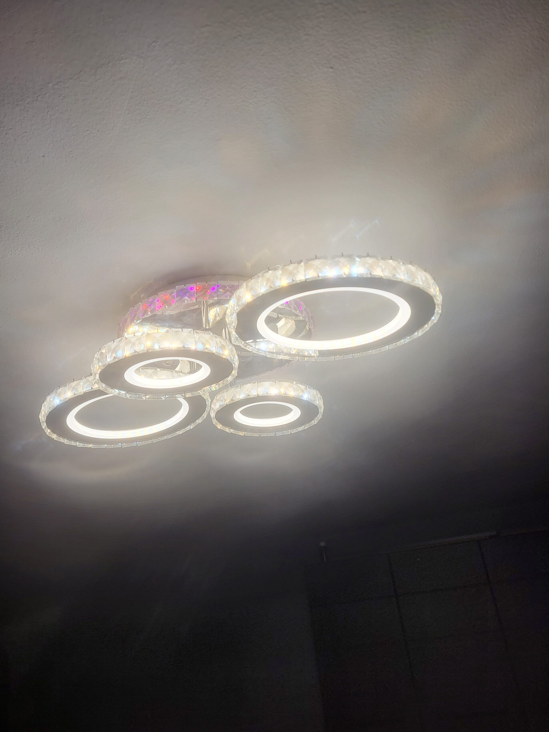 Lustra LED 144W Cristal 4 Cercuri ALB RGB, Telecomanda photo review