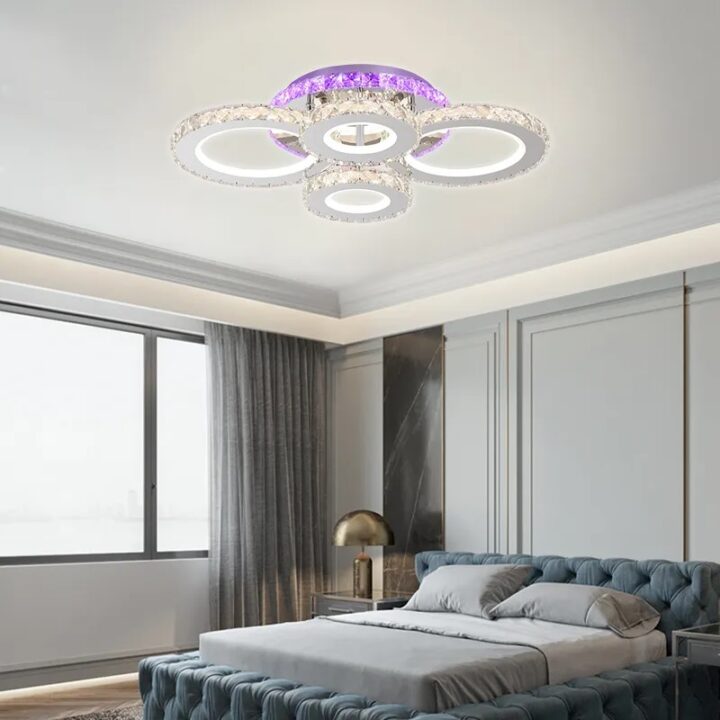 lustra led krystal 4 alb