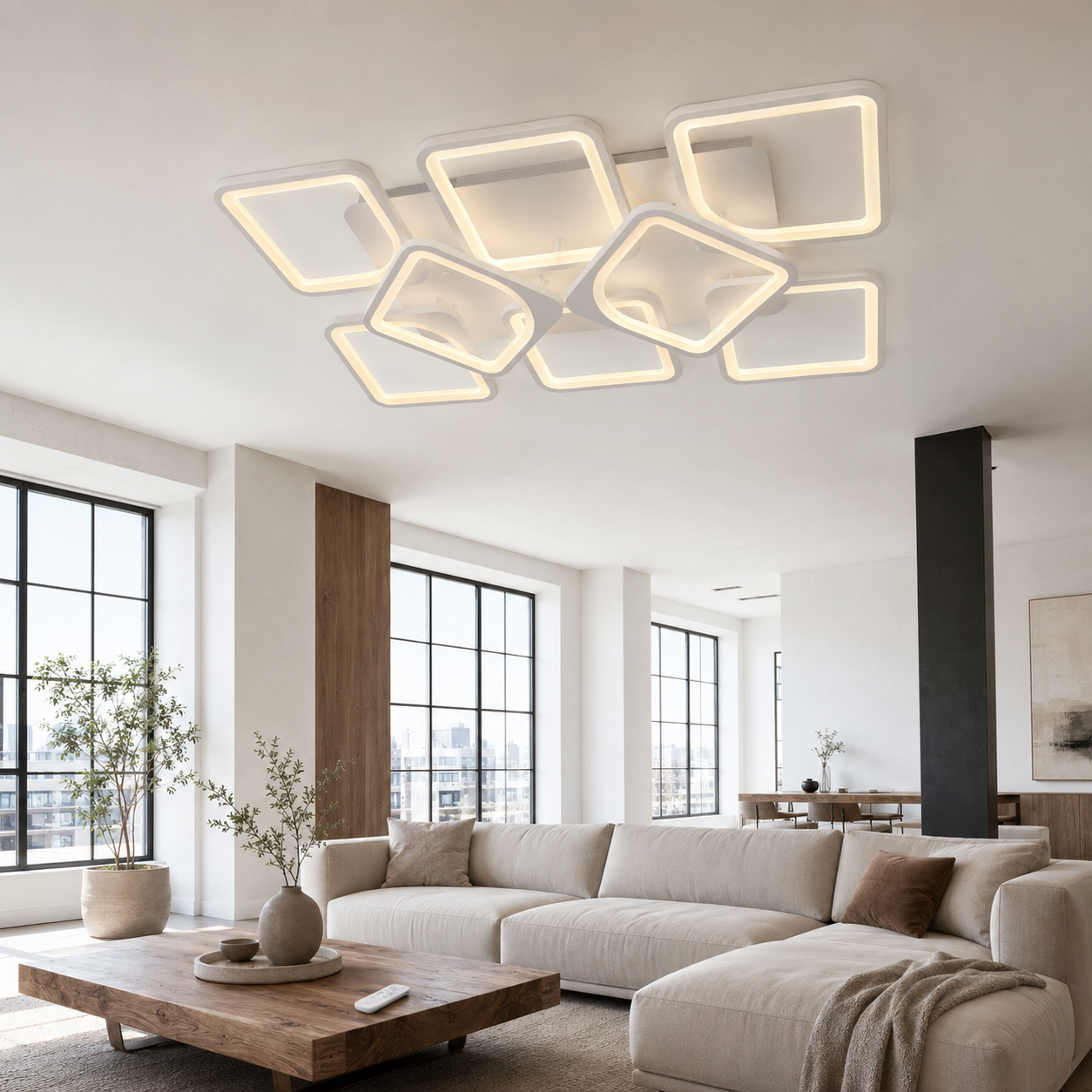 Lustra LED 260W Module 8 Alb, Telecomanda Lustra LED 260W Module 8 Alb, Telecomanda