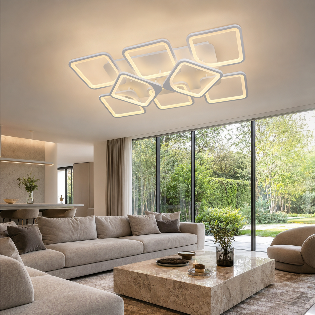 Lustra LED 260W Module 8 Alb, Telecomanda Lustra LED 260W Module 8 Alb, Telecomanda