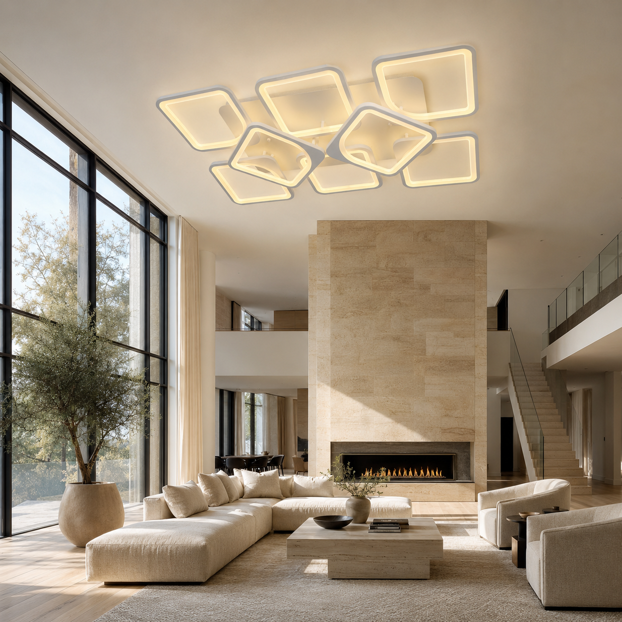 Lustra LED 260W Module 8 Alb, Telecomanda Lustra LED 260W Module 8 Alb, Telecomanda