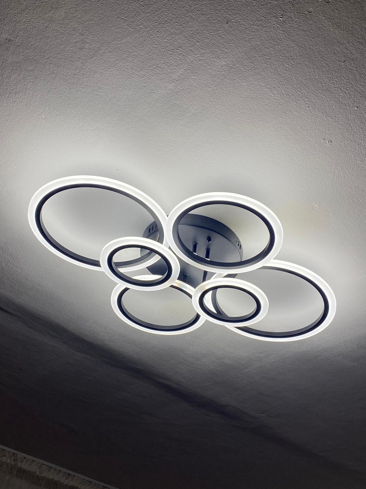 Lustra LED 160W Rings 6 Negru photo review