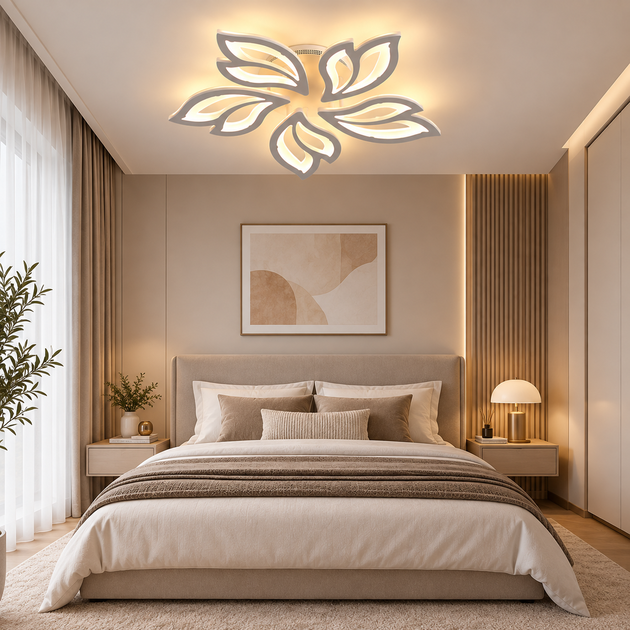 Lustra LED 100W White Lily 5 Mini, Telecomanda Lustra LED 100W White Lily 5 Mini, Telecomanda