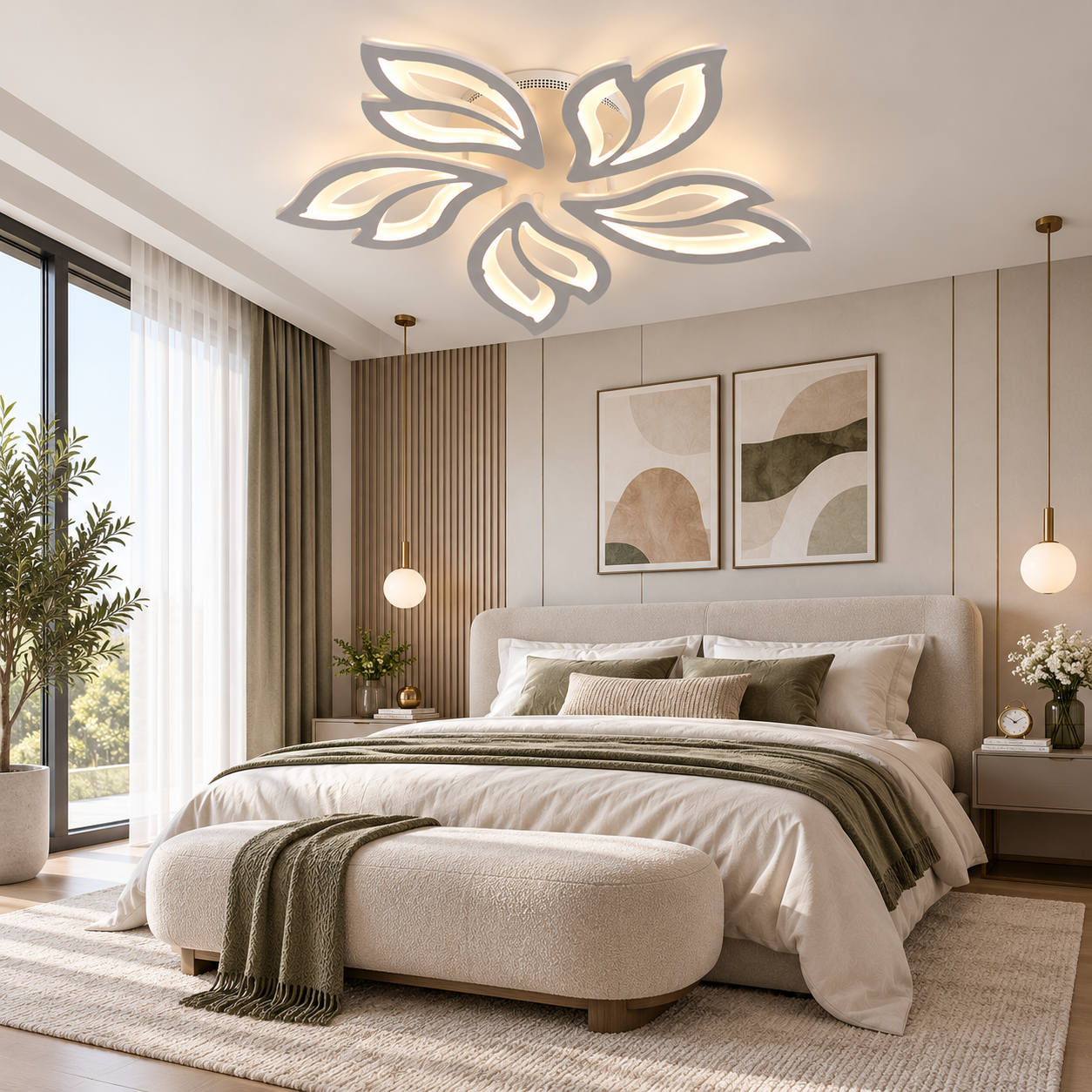 Lustra LED 100W White Lily 5 Mini, Telecomanda Lustra LED 100W White Lily 5 Mini, Telecomanda