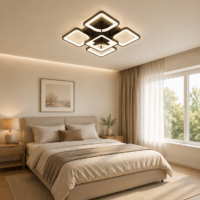 Lustra LED 110W Ceiling 5 Patrate Mini Negru, Telecomanda