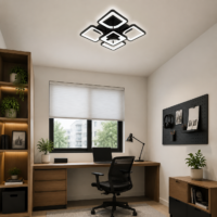 Lustra LED 110W Ceiling 5 Patrate Mini Negru, Telecomanda
