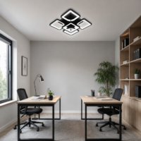 Lustra LED 110W Ceiling 5 Patrate Mini Negru, Telecomanda