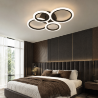 Lustra LED 72W Rings 4 Cercuri Negru, Telecomanda