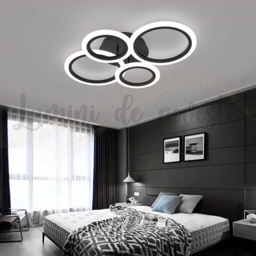 lustra led rings 4 negru
