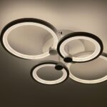 Lustra LED 96W Rings 4 Negru, LED inclus, 4 surse de iluminare, Telecomanda, Dimabil, Lumina: Cald, Natural, Rece photo review