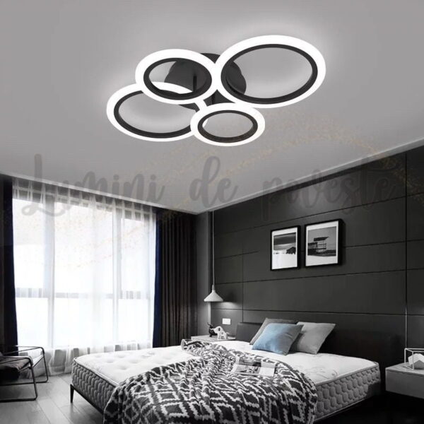 lustra led rings 4 negru