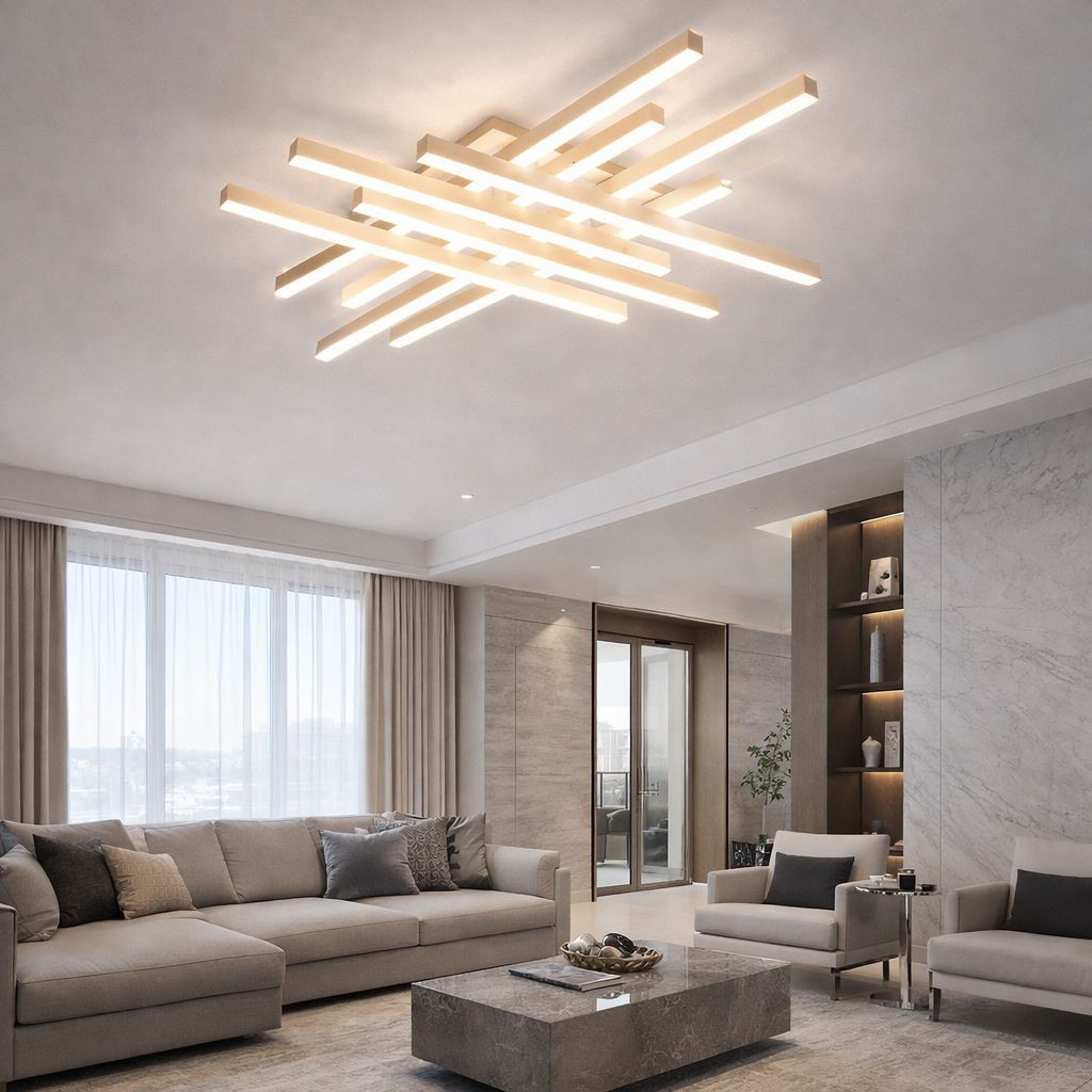 Lustra LED 150W Zig Zag Alb Patrat, Telecomanda Lustra LED 150W Zig Zag Alb Patrat, Telecomanda