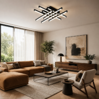Lustra LED 150W Zig Zag Negru, Telecomanda