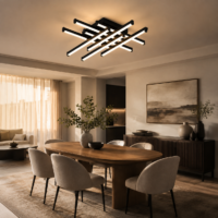 Lustra LED 150W Zig Zag Negru, Telecomanda