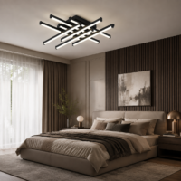 Lustra LED 150W Zig Zag Negru, Telecomanda