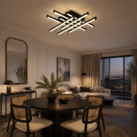 Lustra LED 150W Zig Zag Negru, Telecomanda