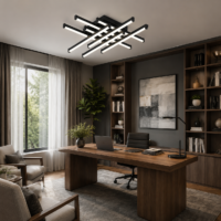 Lustra LED 150W Zig Zag Negru, Telecomanda