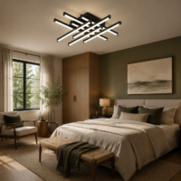 Lustra LED 150W Zig Zag Negru, Telecomanda
