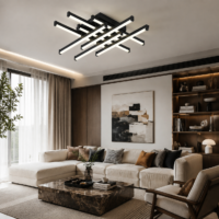 Lustra LED 150W Zig Zag Negru, Telecomanda