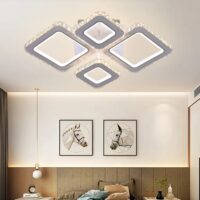 lustra led krystal 4 alb square rgb